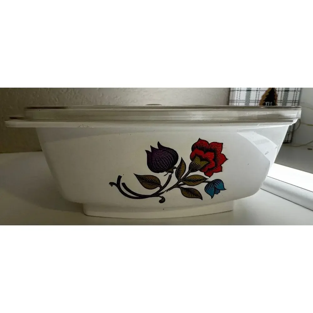 Hefty Food Container Vintage Floral 1 Pint Cream Lid Microwave Safe